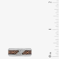 Mens 8MM 1/10 CT. T.W. Natural Diamond Stainless Steel Wedding Band
