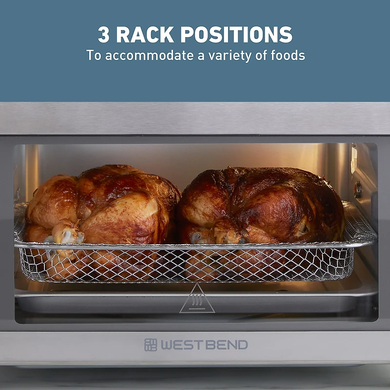 West Bend XL Air Fryer Oven with 24 Presets, 26 Quart, in Stainless Steel