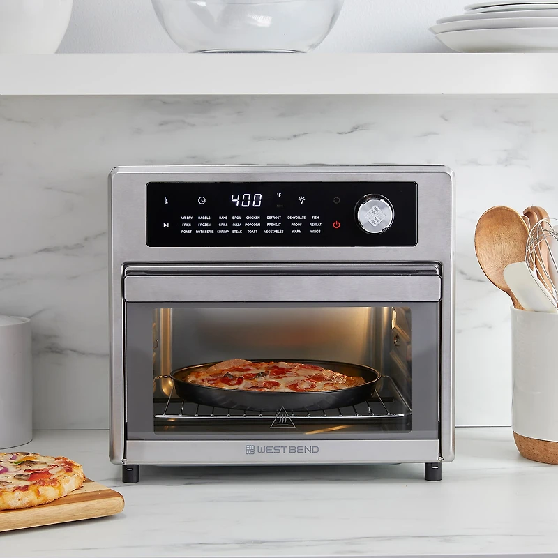 West Bend XL Air Fryer Oven with 24 Presets, 26 Quart, in Stainless Steel