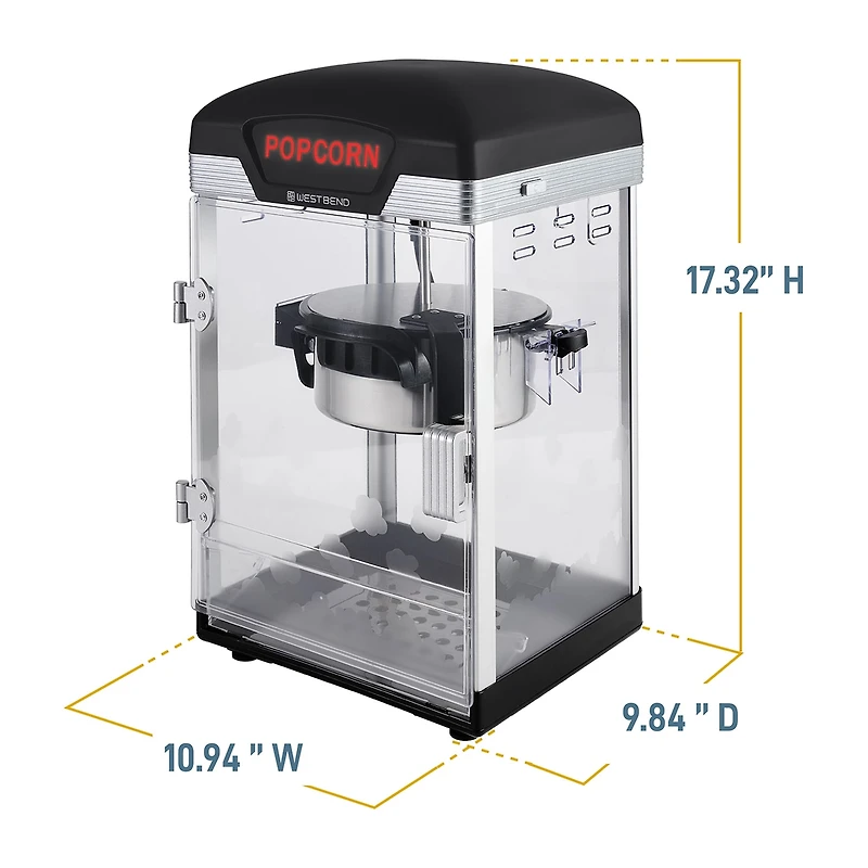 West Bend Theater Crazy 4 Qt. Popcorn Machine, in Black