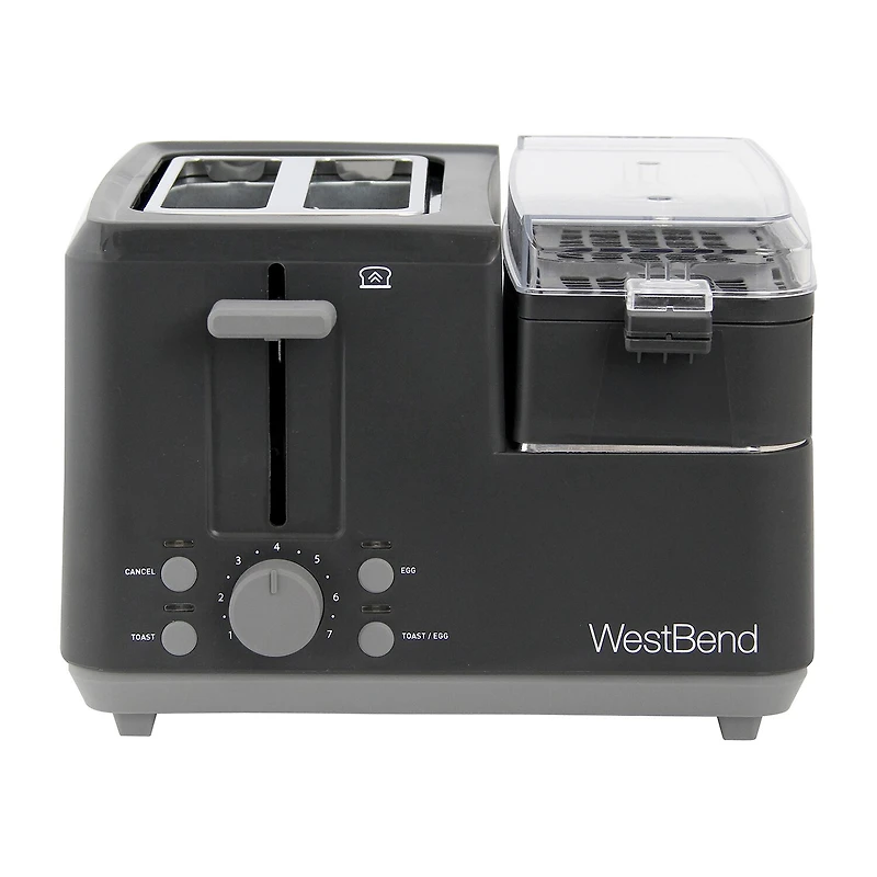 West Bend 2-Slice Toaster with Egg Cooker and Meat Warmer, in Black