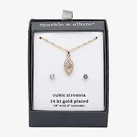 Sparkle Allure Halo Womens Cubic Zirconia 14K Gold Over Brass Marquise 2-pc. Jewelry Set
