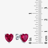 "Love" Womens Lab Created Red Ruby Sterling Silver Heart Jewelry Set