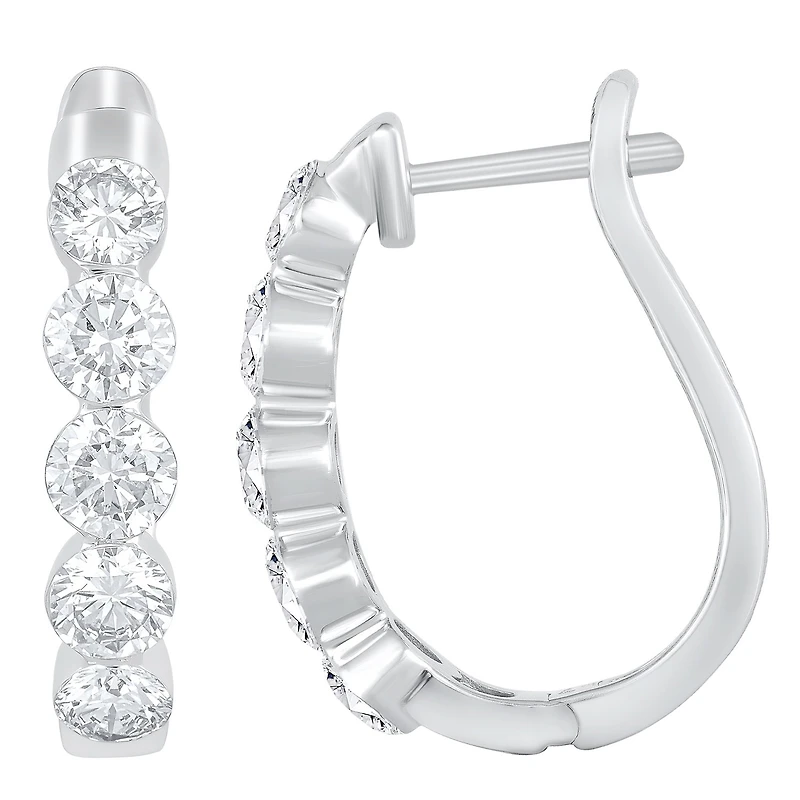 Floating Diamonds (F / Vs2) Womens 2 CT. T.W. Lab Grown White Diamond 14K Gold 19.8mm Hoop Earrings