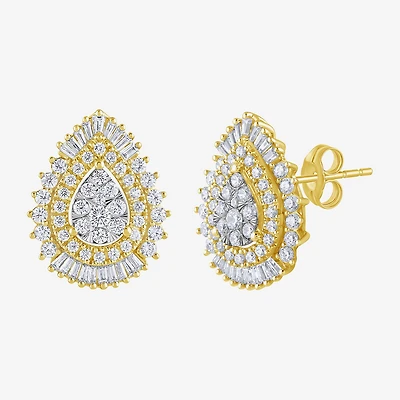 (G / Si2) Lab Grown White Diamond 14K White Gold 20.1mm Pear Stud Earrings