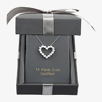 Floating Diamonds (F / Vs2) Womens 2 CT. T.W. Lab Grown White Diamond 14K Gold Heart 18 Inch Pendant Necklace
