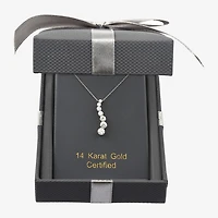 Floating Diamonds (F / Vs2) Womens 1 CT. T.W. Lab Grown White Diamond 14K Gold 18 Inch Pendant Necklace