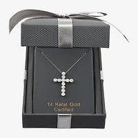 Floating Diamonds (F / Vs2) Womens 2 CT. T.W. Lab Grown White Diamond 14K Gold Cross 18 Inch Pendant Necklace
