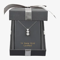 Floating Diamonds (F / Vs2) Womens CT. T.W. Lab Grown White Diamond 14K Gold Round 18 Inch Pendant Necklace