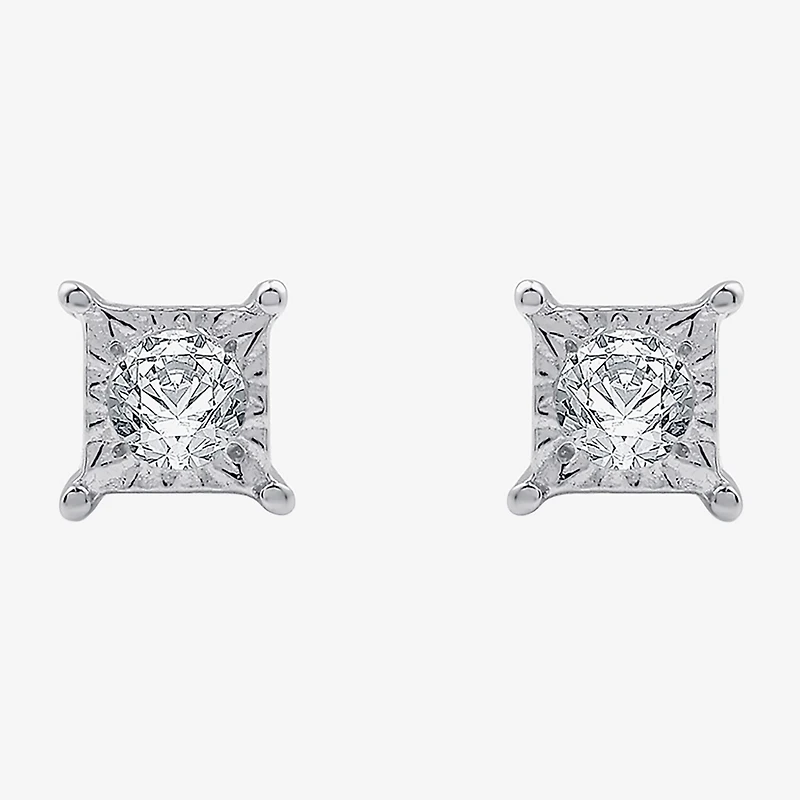 (G / Si1-Si2) 1/10 CT. T.W. Lab Grown White Diamond Sterling Silver Round Stud Earrings