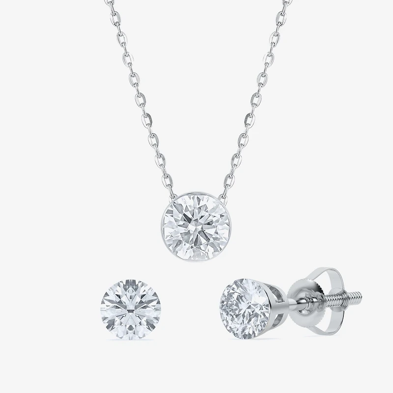 Floating Diamonds (F / Vs2) Womens 2 CT. T.W. Lab Grown White Diamond 14K Gold Round Jewelry Set