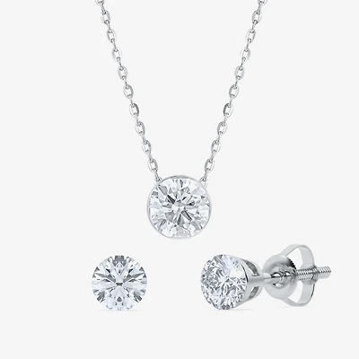 Floating Diamonds (F / Vs2) Womens 2 CT. T.W. Lab Grown White Diamond 14K Gold Round Jewelry Set