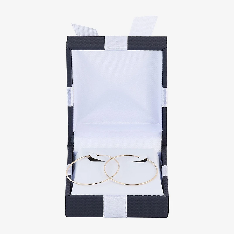 Womens 14K Gold 30mm Circle Round Hoop Earrings