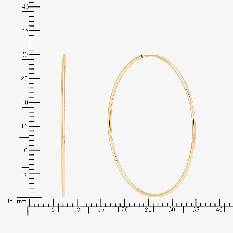 Womens 14K Gold 30mm Circle Round Hoop Earrings