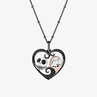 Womens 1/5 CT. Natural Black Diamond 14K Rose Gold Over Silver Sterling Silver Heart 18 Inch Pendant Necklace