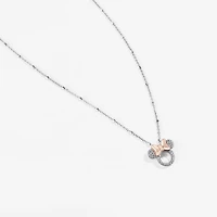 Disney Jewels Collection Womens 1/10 CT. T.W. Natural White Diamond 14K Rose Gold Over Silver Sterling Silver Bow 18 Inch Pendant Necklace
