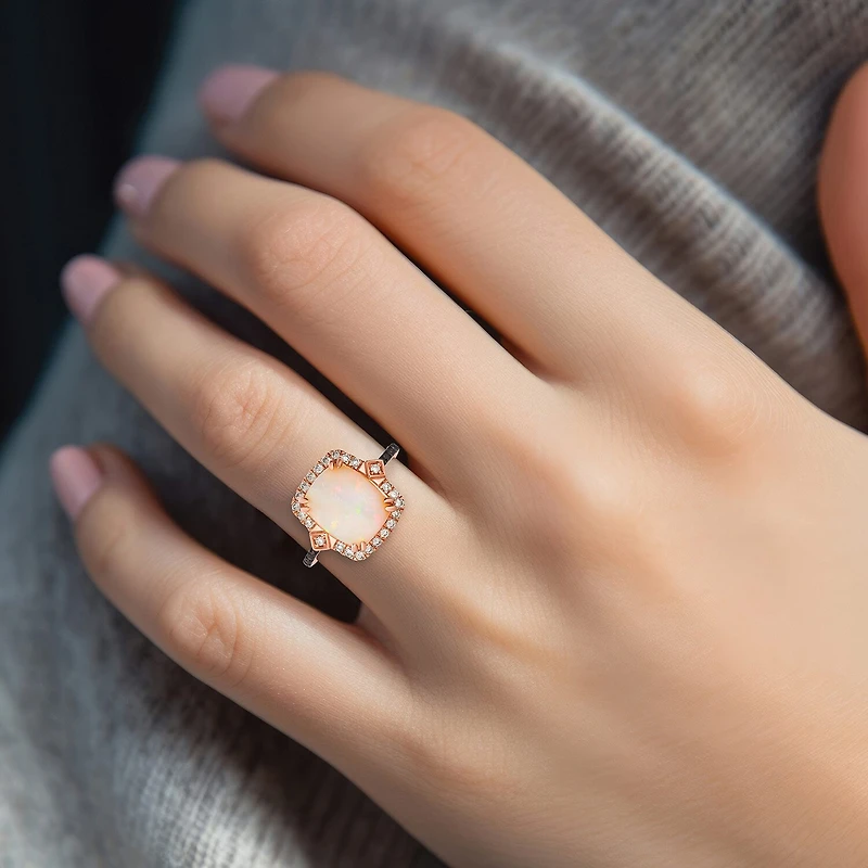 Le Vian® Ring featuring 2 cts. Neopolitan Opal™, 1/10 cts. Chocolate Diamonds® , 1/5 cts. Nude Diamonds™ set in 14K Strawberry Gold®