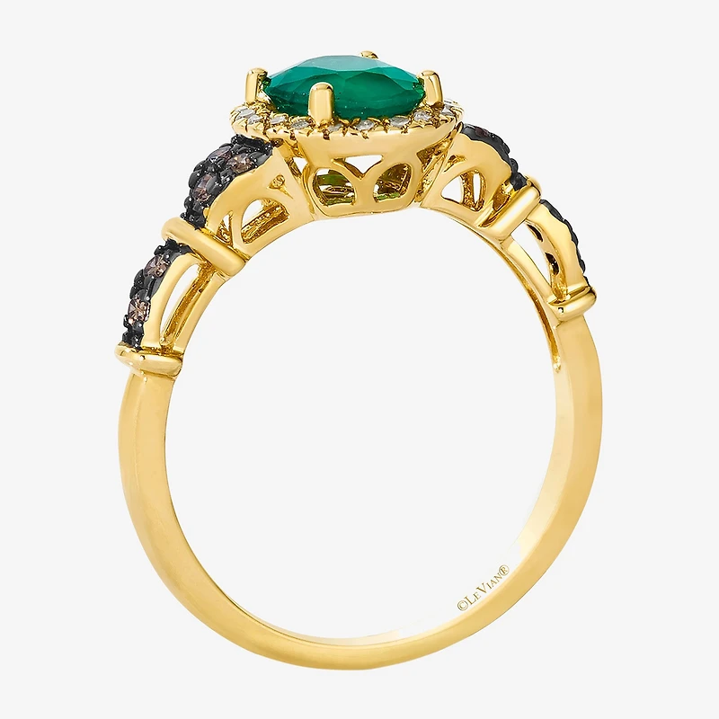 Le Vian® Ring featuring 7/8 cts. Costa Smeralda Emeralds™, 1/7 cts. Chocolate Diamonds® , 1/7 cts. Nude Diamonds™  set in 14K Honey Gold™