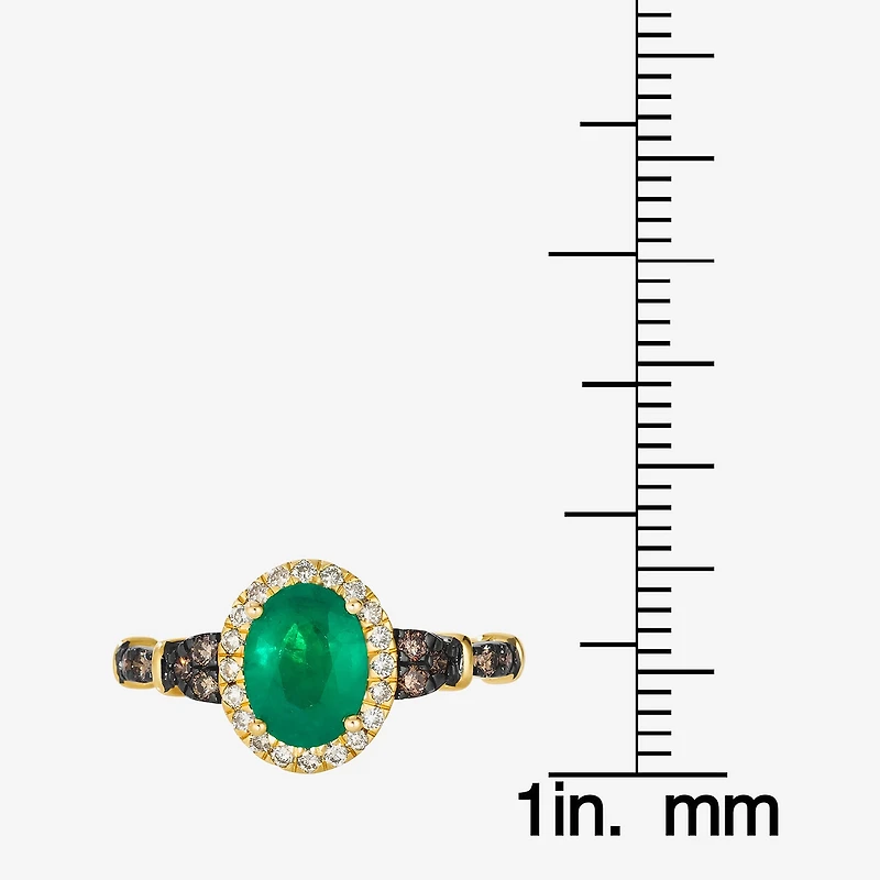 Le Vian® Ring featuring 7/8 cts. Costa Smeralda Emeralds™, 1/7 cts. Chocolate Diamonds® , 1/7 cts. Nude Diamonds™  set in 14K Honey Gold™