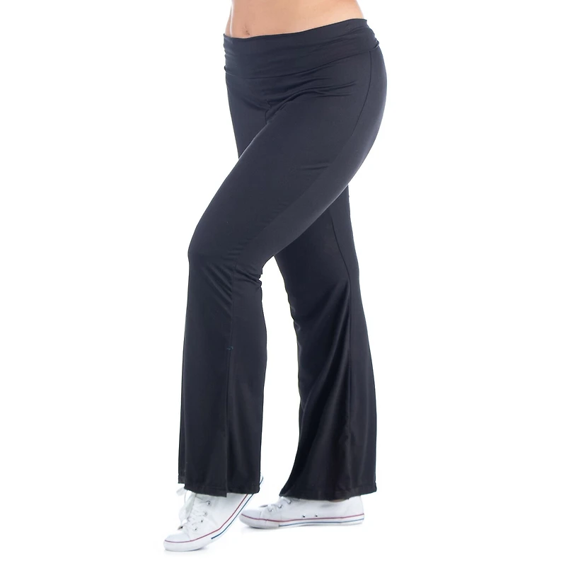 24seven Comfort Apparel Womens Plus Mid Rise Flare Palazzo Pant