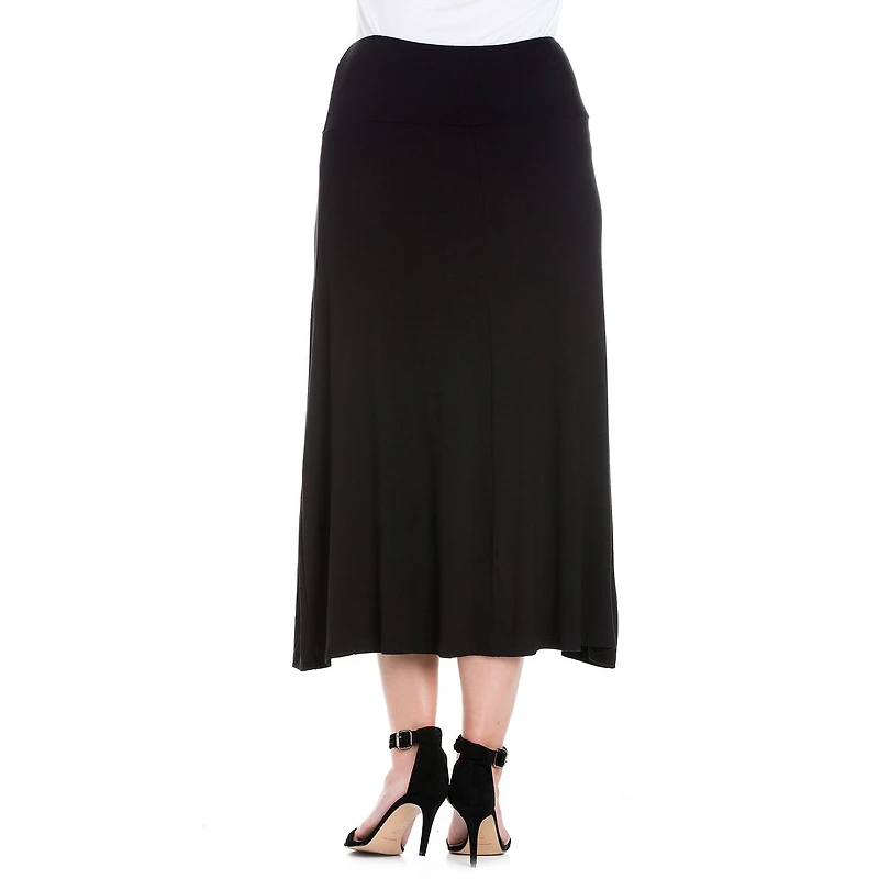 24seven Comfort Apparel Womens Plus Mid Rise Stretch Fabric Maxi Skirt