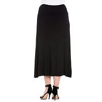 24seven Comfort Apparel Womens Plus Mid Rise Stretch Fabric Maxi Skirt