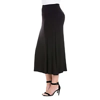24seven Comfort Apparel Womens Plus Mid Rise Stretch Fabric Maxi Skirt