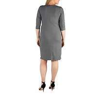 24seven Comfort Apparel Womens Plus 3/4 Sleeve Wrap Dress