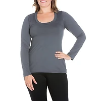 24seven Comfort Apparel Plus Womens Scoop Neck Long Sleeve Tunic Top