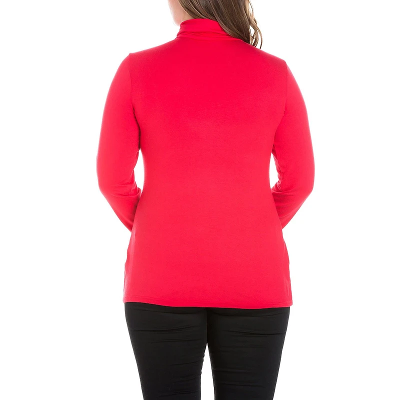 24seven Comfort Apparel Plus Womens Turtleneck Long Sleeve Tunic Top