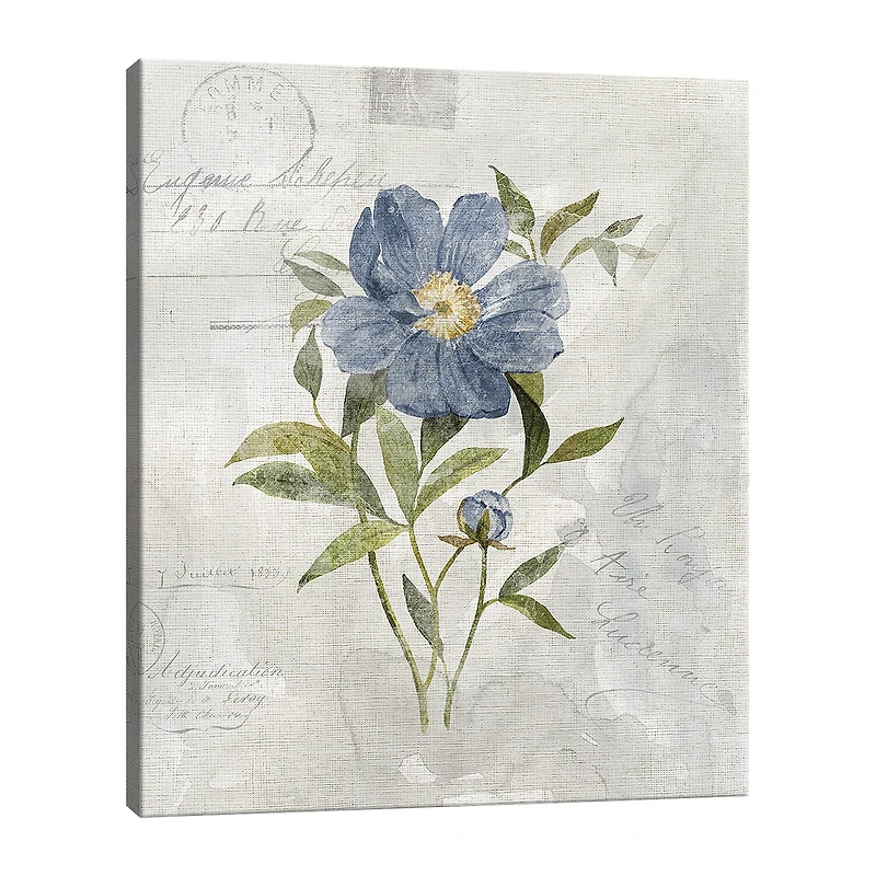 Lumaprints Blue Linen Peony Canvas Art