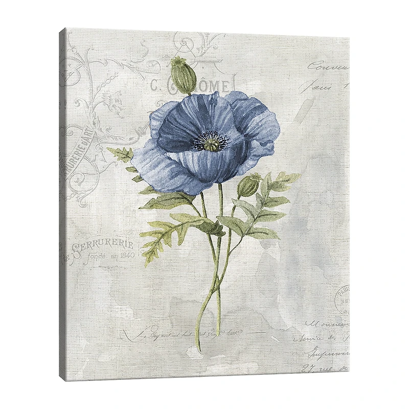 Lumaprints Blue Linen Poppy Canvas Art