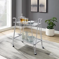 Linon Hera Kitchen And Dining Room Collection Glass-Top Serving Cart