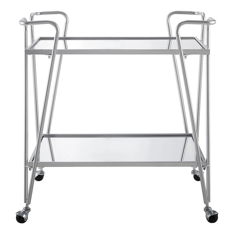 Linon Hera Kitchen And Dining Room Collection Glass-Top Serving Cart