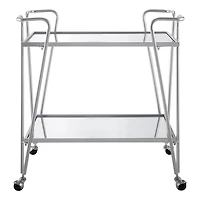 Linon Hera Kitchen And Dining Room Collection Glass-Top Serving Cart