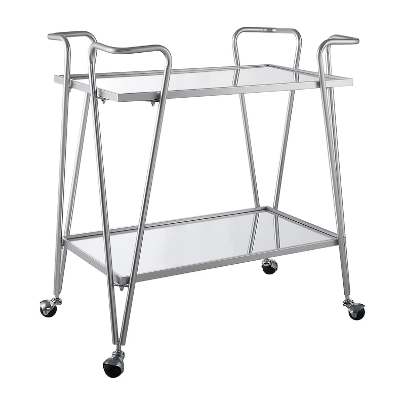 Linon Hera Kitchen And Dining Room Collection Glass-Top Serving Cart