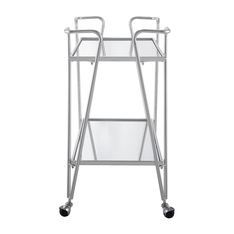 Linon Hera Kitchen And Dining Room Collection Glass-Top Serving Cart