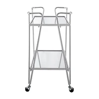 Linon Hera Kitchen And Dining Room Collection Glass-Top Serving Cart
