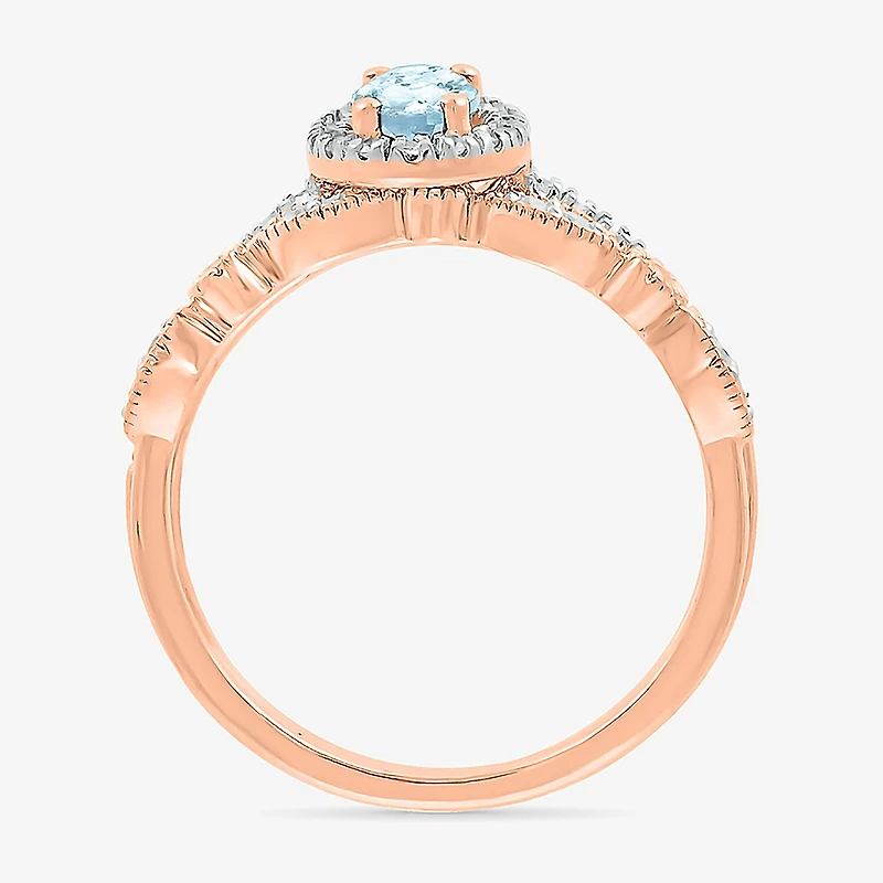 Modern Bride Gemstone Womens Genuine Blue Aquamarine 14K Gold Oval Bridal Set
