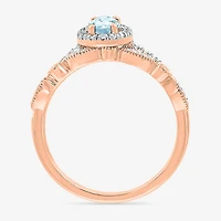 Modern Bride Gemstone Womens Genuine Blue Aquamarine 14K Gold Oval Bridal Set