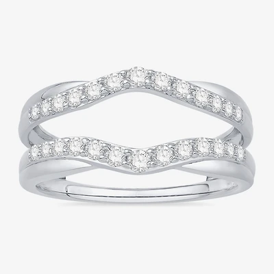 Womens 1/ CT. T.W. Natural White Diamond 10K Gold Wedding Ring Guard