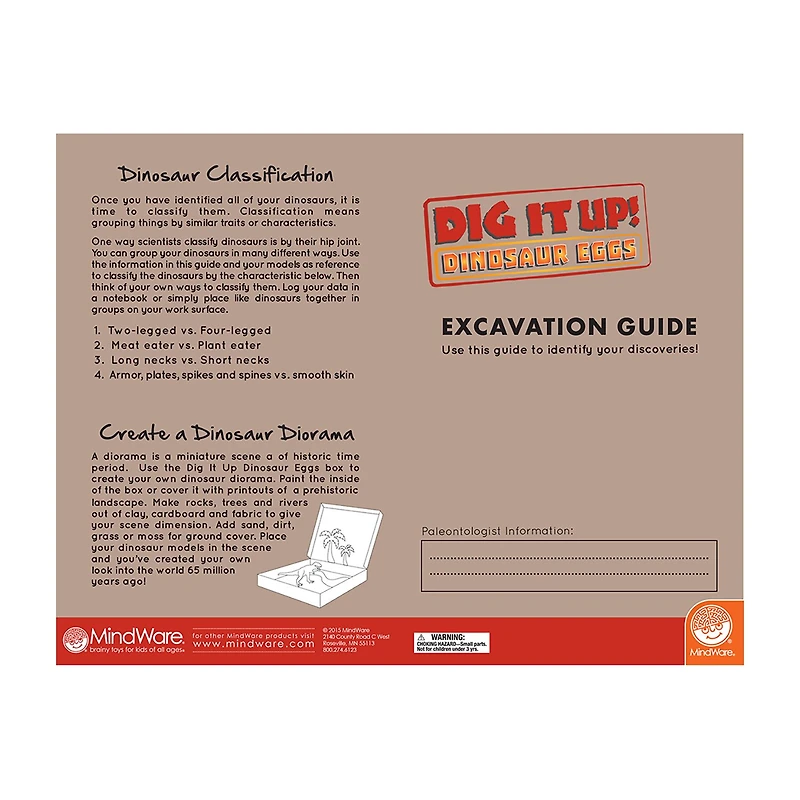 Mindware Dig It Up! - Dinosaur Eggs Board Game