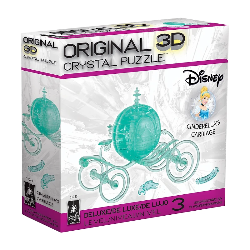 Bepuzzled 3d Crystal Disney Cinderellas Carriage Aqua 71 Pcs Cinderella Princess 71-pc. Puzzle