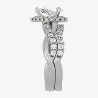 Signature By Modern Bride (H-I / Si1-Si2) Womens CT. T.W. Lab Grown White Diamond 10K Gold Pear Side Stone Halo Bridal Set