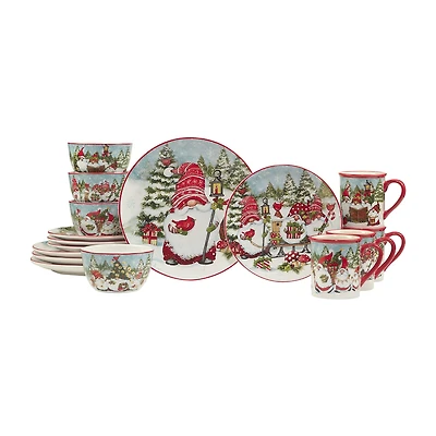Certified International Christmas Gnomes 16-pc. Earthenware Dinnerware Set