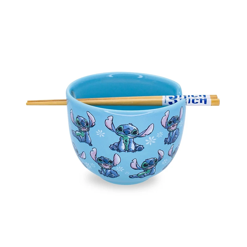 Disney Collection Lilo & Stitch 20 Oz Bowl With Chopsticks 3-pc. Ceramic Dinnerware Set
