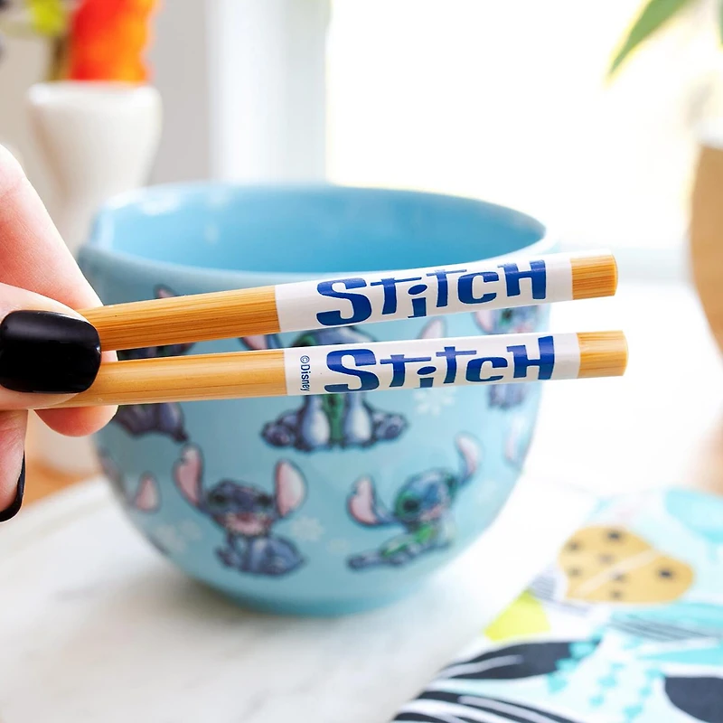 Disney Collection Lilo & Stitch 20 Oz Bowl With Chopsticks 3-pc. Ceramic Dinnerware Set