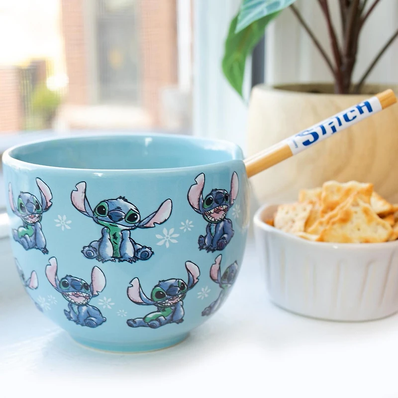 Disney Collection Lilo & Stitch 20 Oz Bowl With Chopsticks 3-pc. Ceramic Dinnerware Set