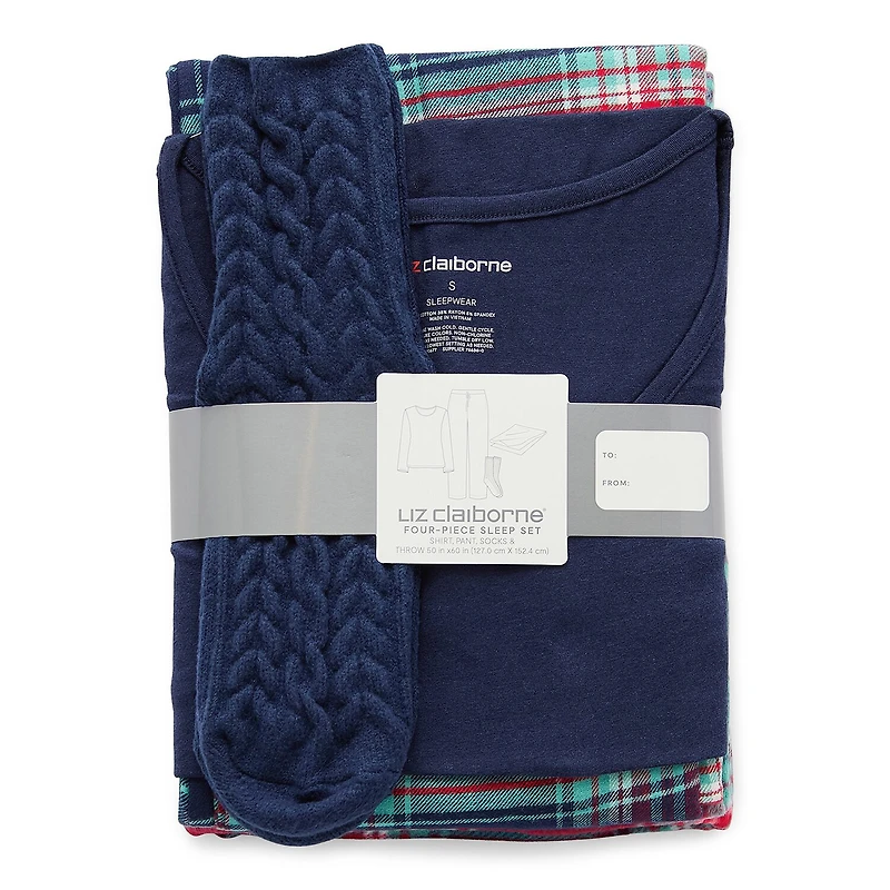 Liz Claiborne Womens Long Sleeve 4-pc. Pajama Set