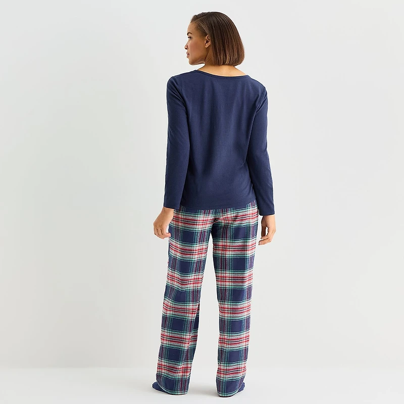 Liz Claiborne Womens Long Sleeve 4-pc. Pajama Set